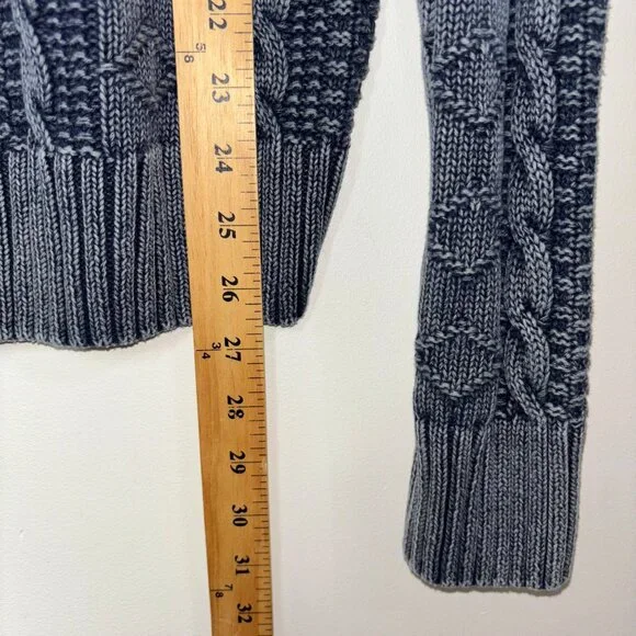 Carbon 2 Cobalt Sweater Size L Stavenger Blue Full Zip Cable Knit Linen Cotton - Picture 10 of 13